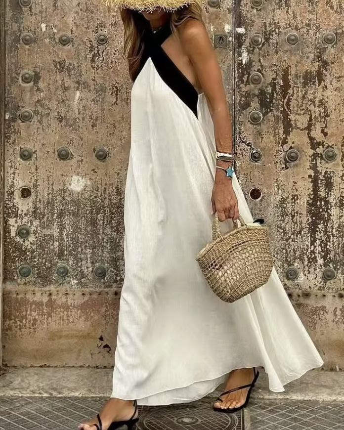Sienna | Elegant Open-Back Dress with Stylish Crossover Neckline